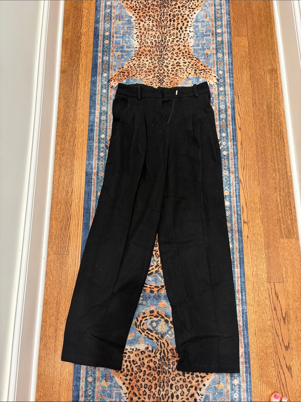 The Frankie Shop Wool Black Pleated Dress Trousers